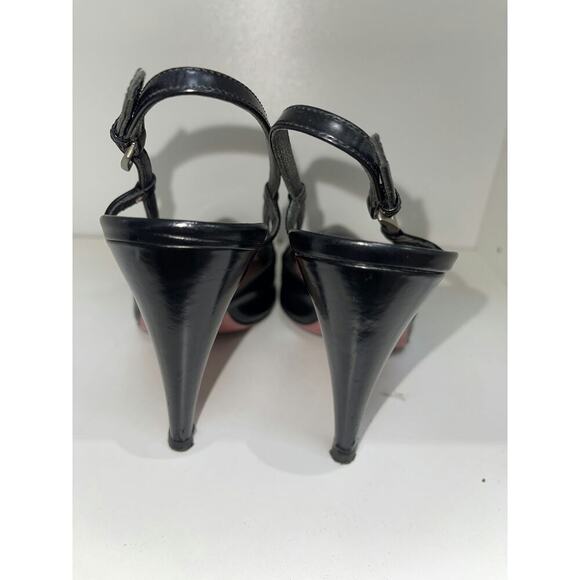 Prada Black Leather Pointed Toe Slingback Heels - Picture 4 of 4